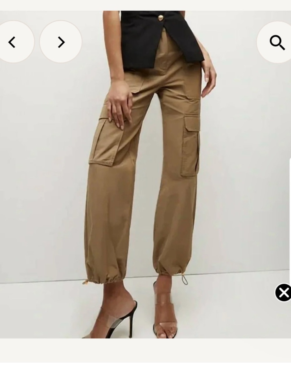 Veronica Beard Tan Cargo Drawstring Hem Joggers